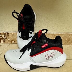 Under Armour Kids' Black, Red, and White Sneakers